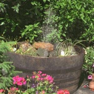 barrel fountain feature